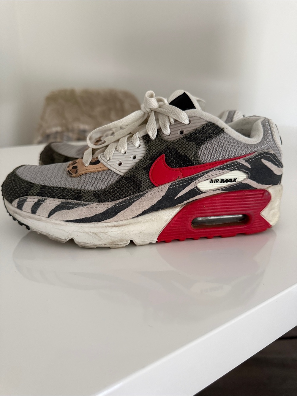 Nike Kids Air Max Zebra Print Sneakers - Gray/Red